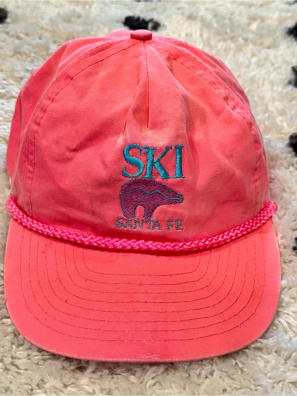 Vintage Ski Santa Fe Neon Pink Baseball Cap